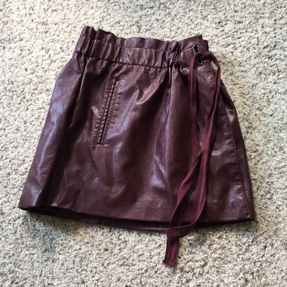 Faux leather skirt.